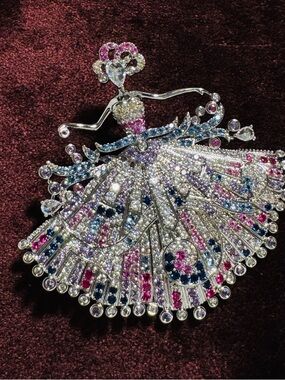Crystal Ballet Dancer Brooch - Multicolor